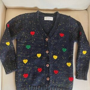 Kids Heart Patterned Cardigan Sweater - Size 110/4T-5